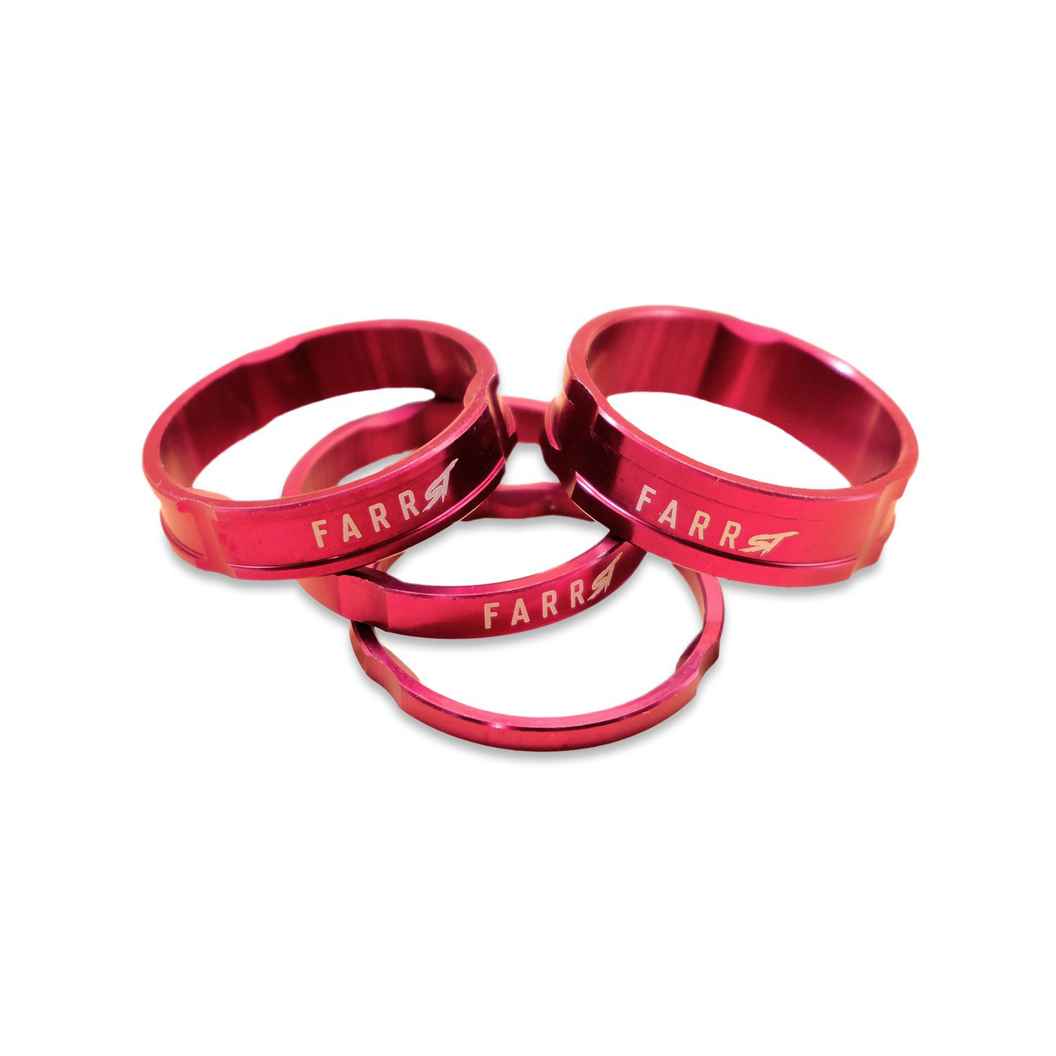 Farr-ST BMX Headset Spacers, 1-1/8", Red, Set/4