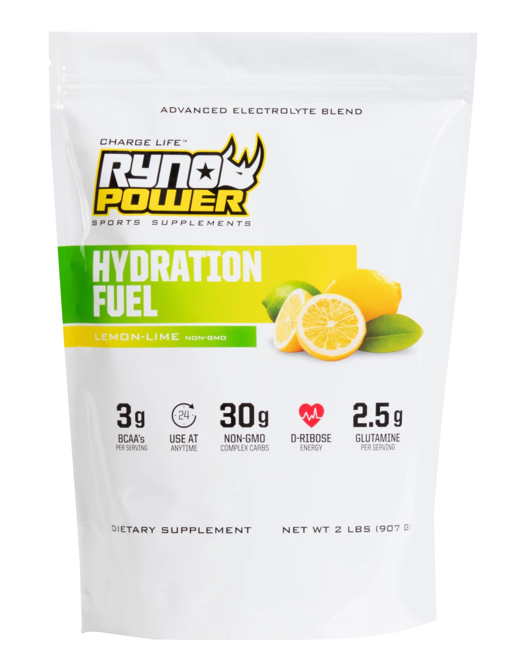Ryno Power Hydration Fuel Powder, 1lbs - Lemon Lime