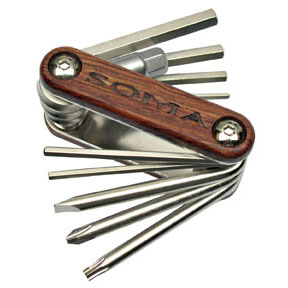 Soma Woodie 10-Function Multi-Tool, Wood/Chrome