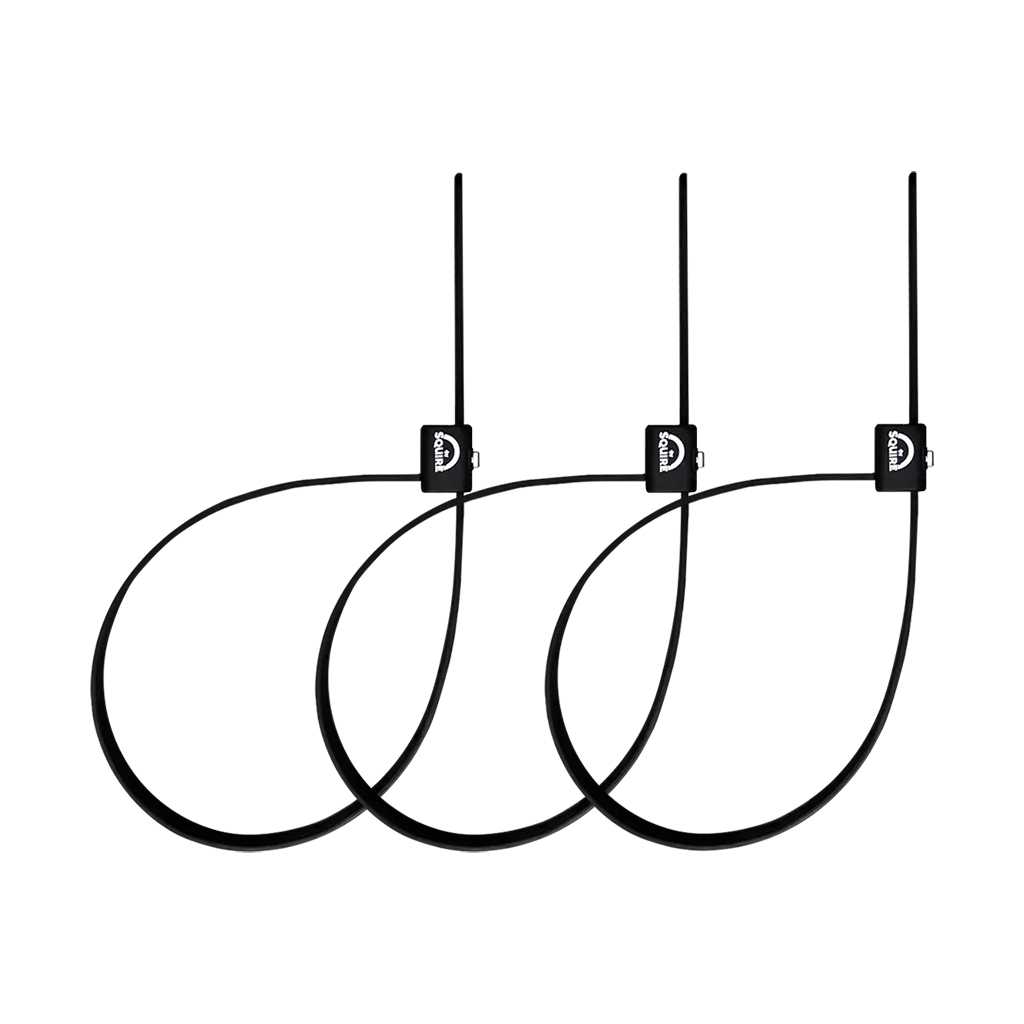 Squire Straplok 10 Cable Lock, Keyed, Black, 3/pack