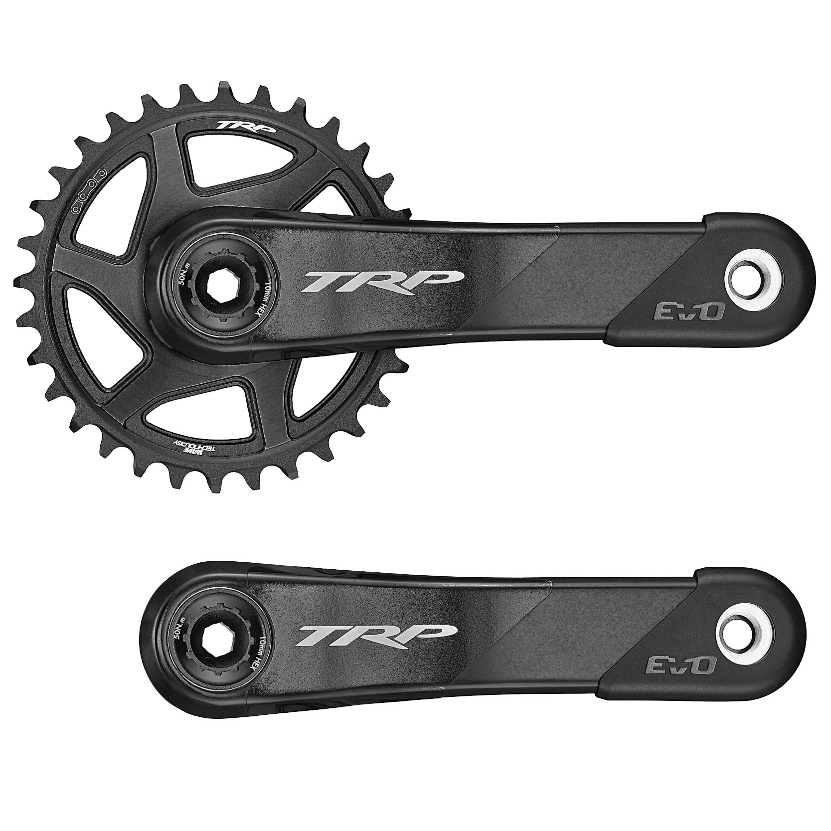 TRP EVO Carbon Crank Arms, 136 BB, 165mm, Black/Silver