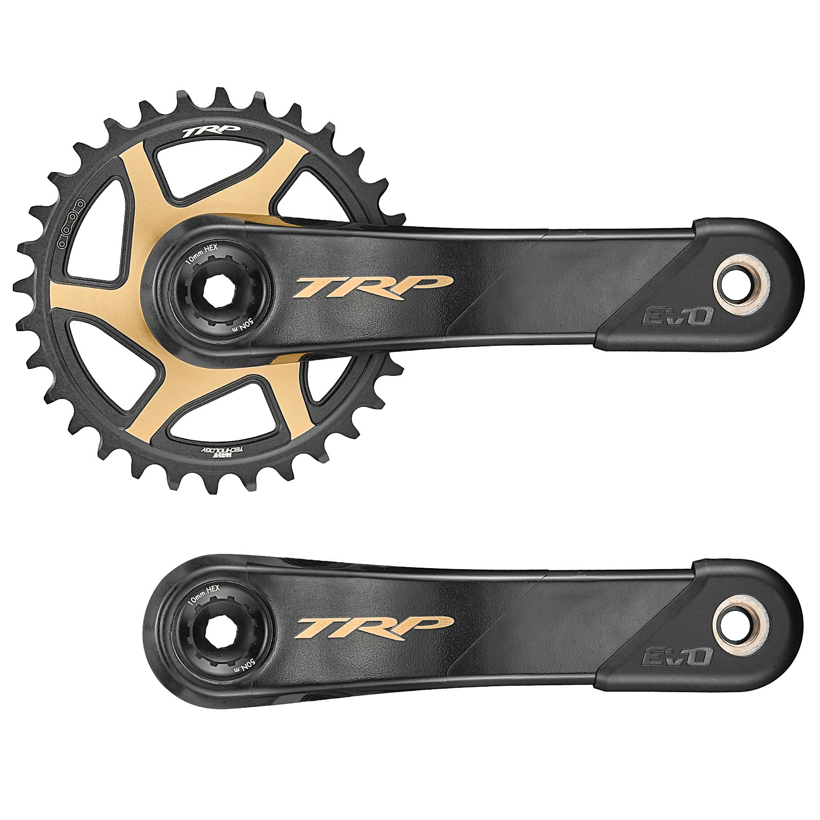 TRP EVO Carbon Crank Arms, 136 BB, 165mm, Black/Gold