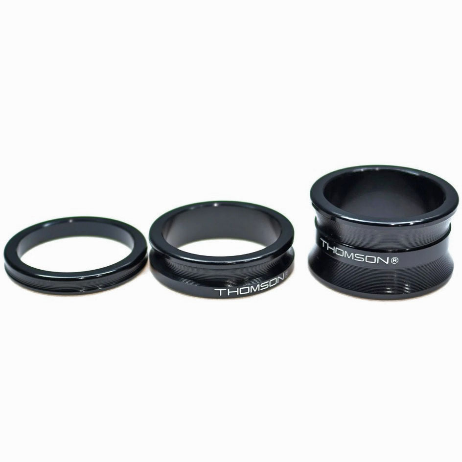 Thomson Aluminum Headset Spacer Pack, 1-1/8", Black, 3/Count