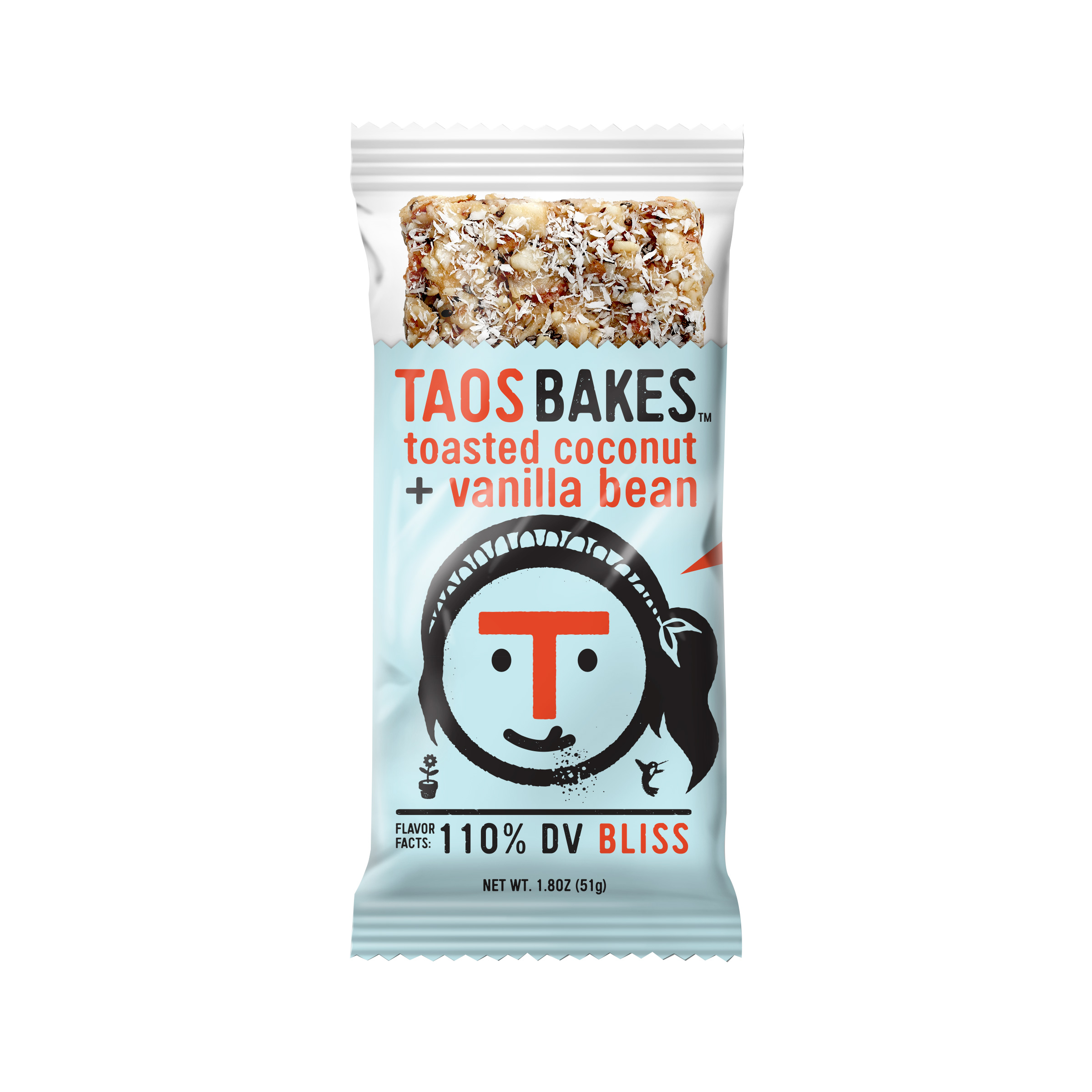 Taos Bakes Energy Bar, Toasted Coconut, 12/Count