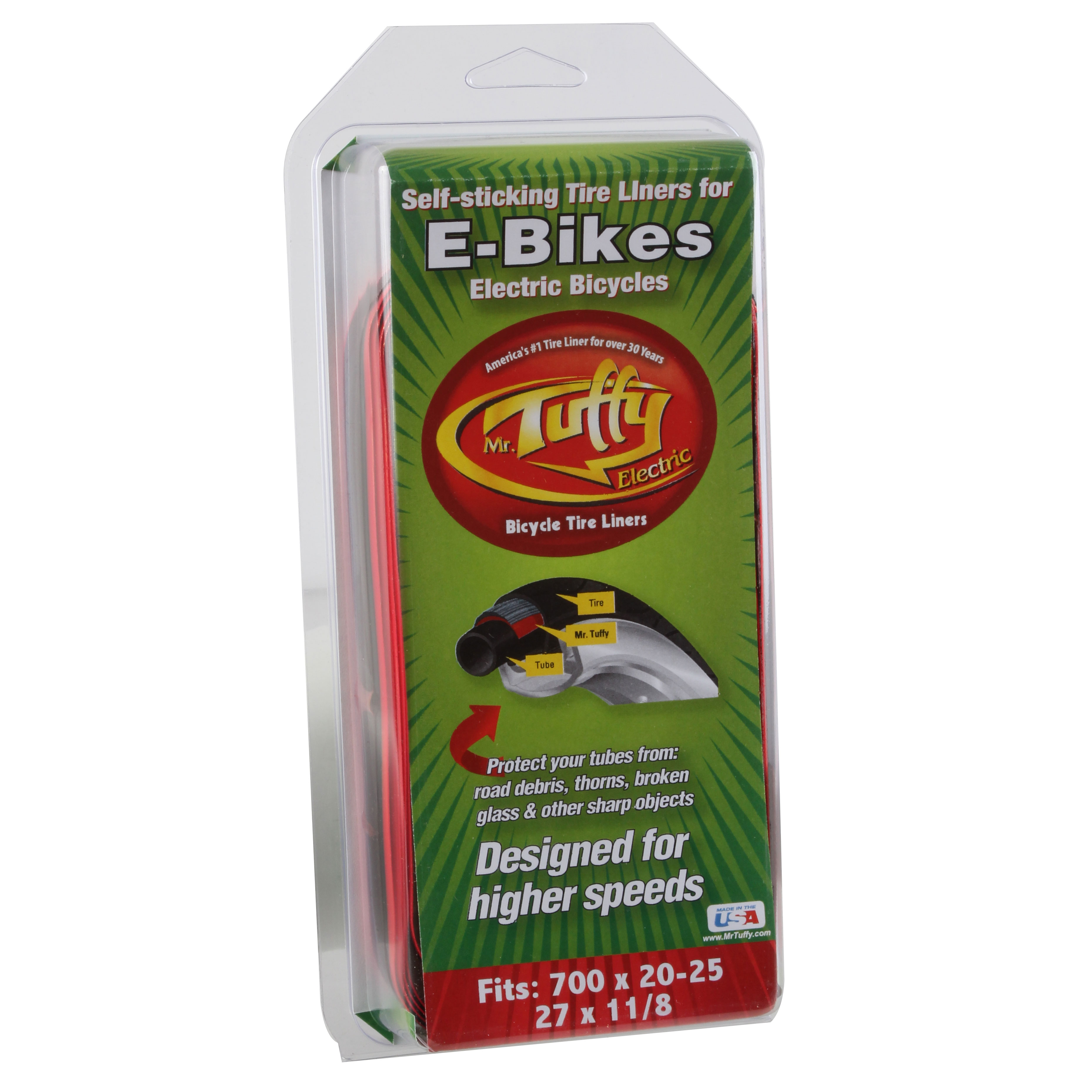 Mr Tuffy E-Bike Tire Liner, 700x20-25c Red 