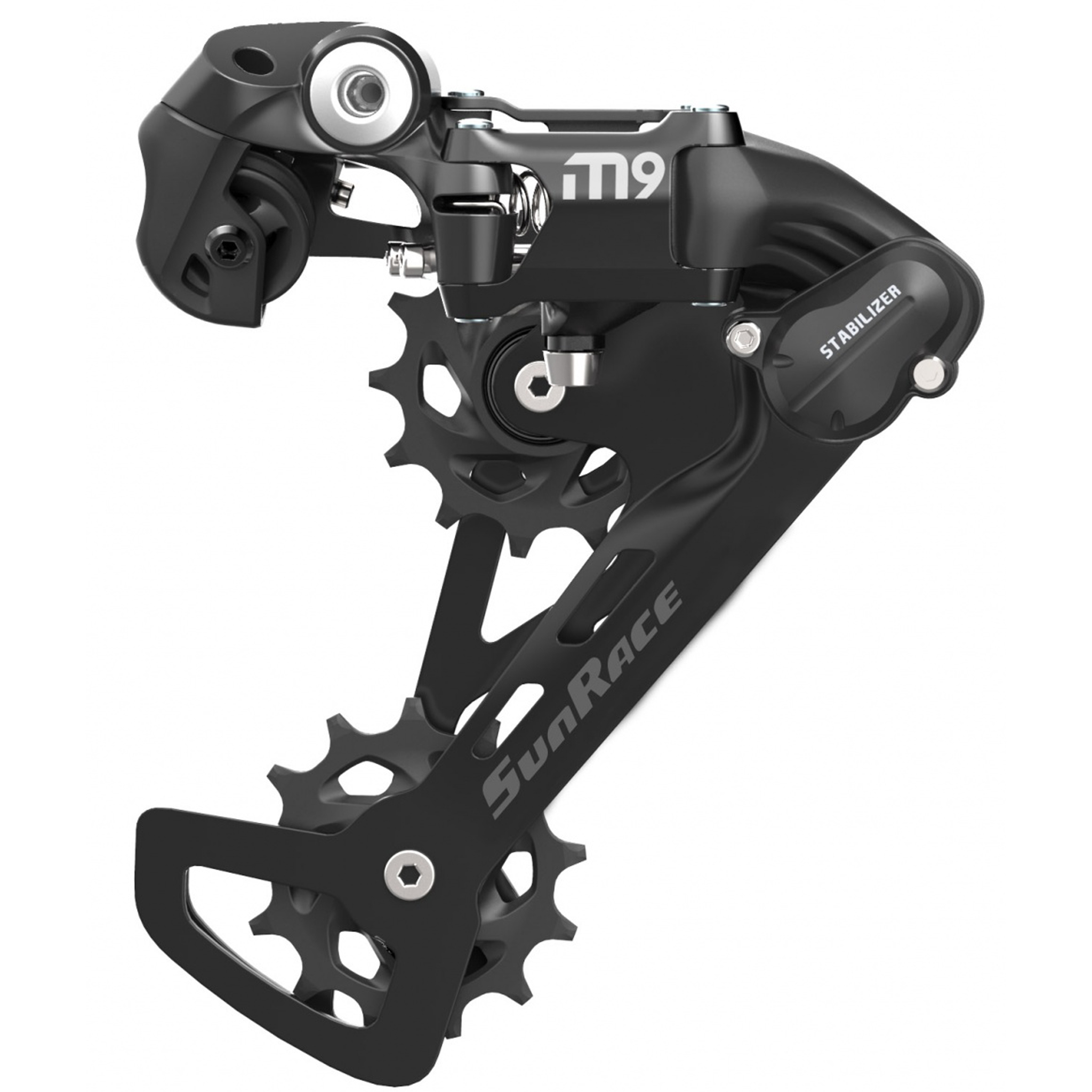 Black/Silver SunRace RDM91 9Speed Long Cage Bike Derailleur with Bolt