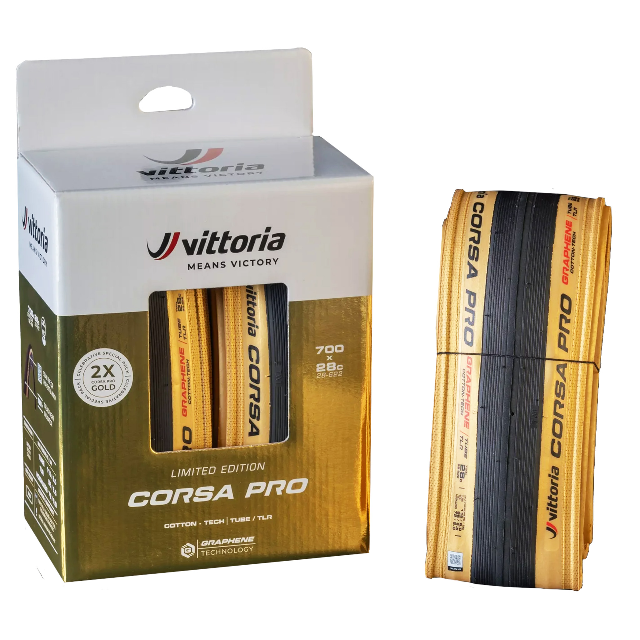 Vittoria Corsa Pro G2.0 Tire Two Pack, Fold, 700x28, Gold