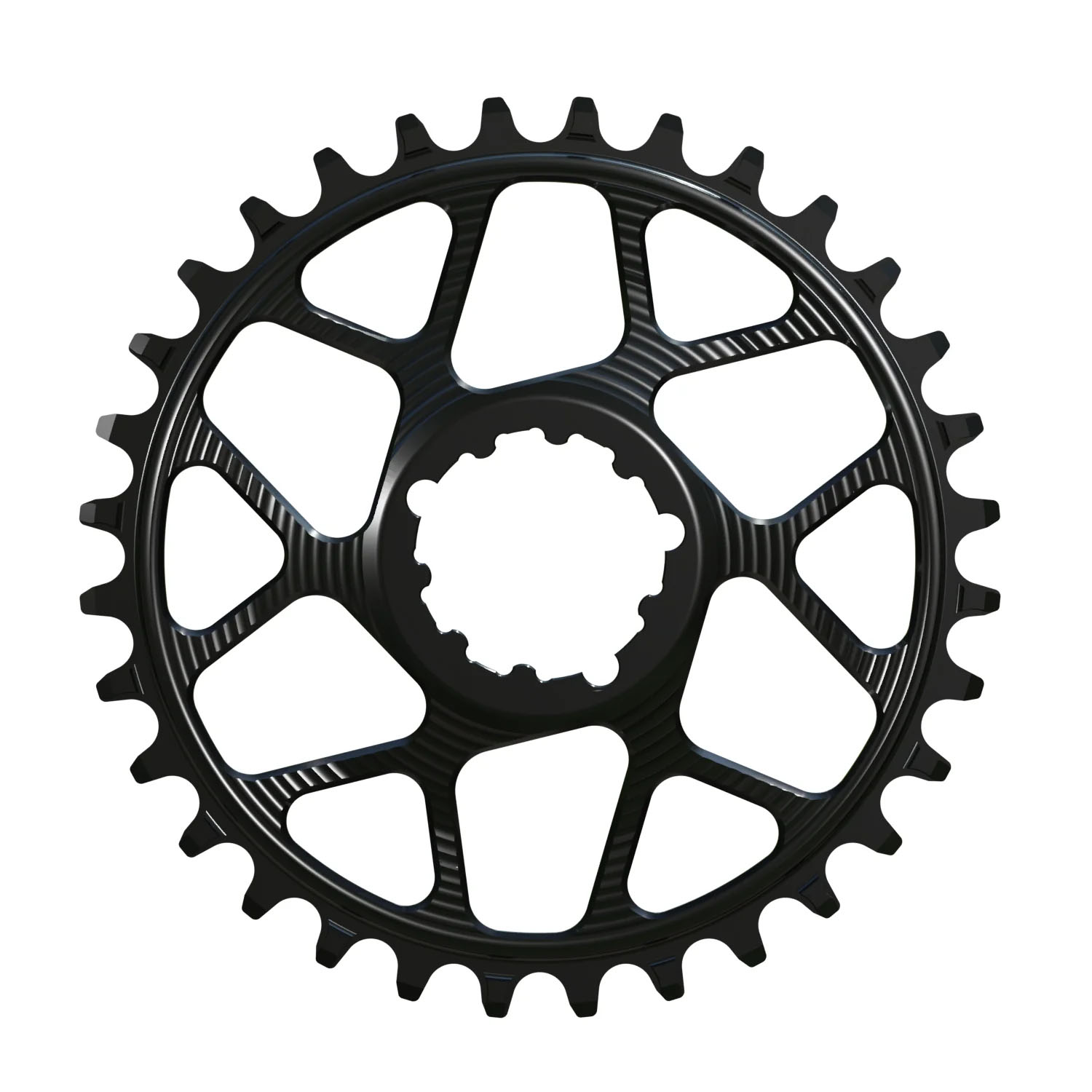 Works Components Round Chainring, SRAM 3-Bolt, 38T, 6mm Offset, Blk