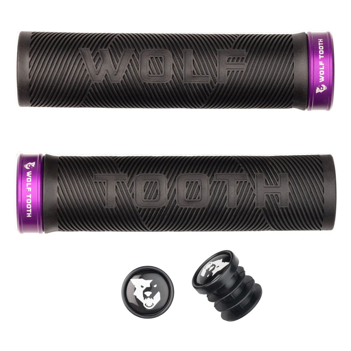 Wolf Tooth Components Echo Lock-On Grip Set, Black/Ultraviolet Purple