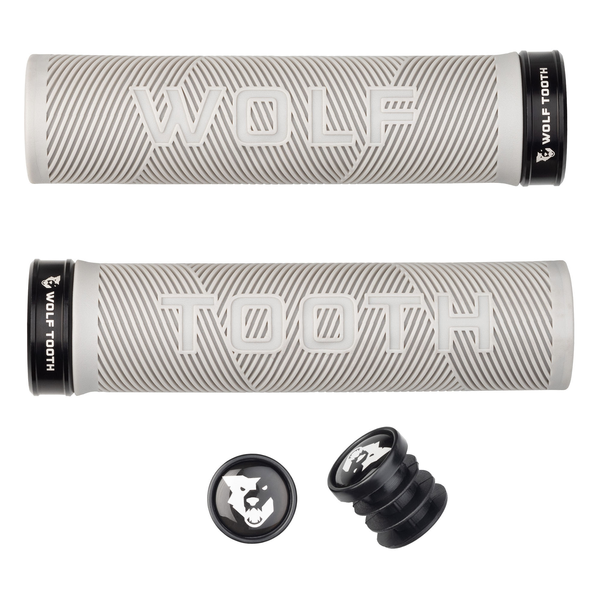 Wolf Tooth Components Echo Lock-On Grip Set, Gray/Black