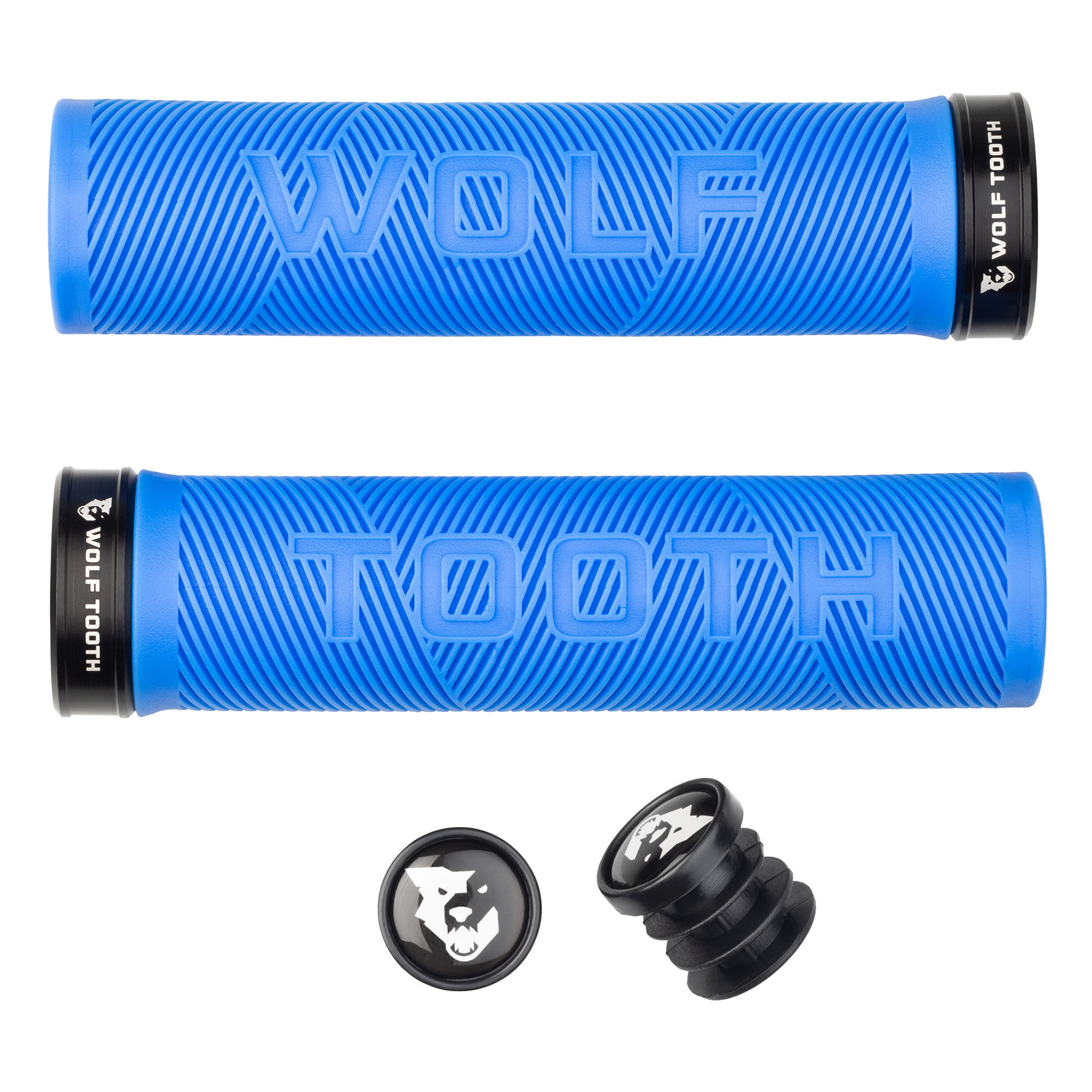 Wolf Tooth Components Echo Lock-On Grip Set, Blue/Black