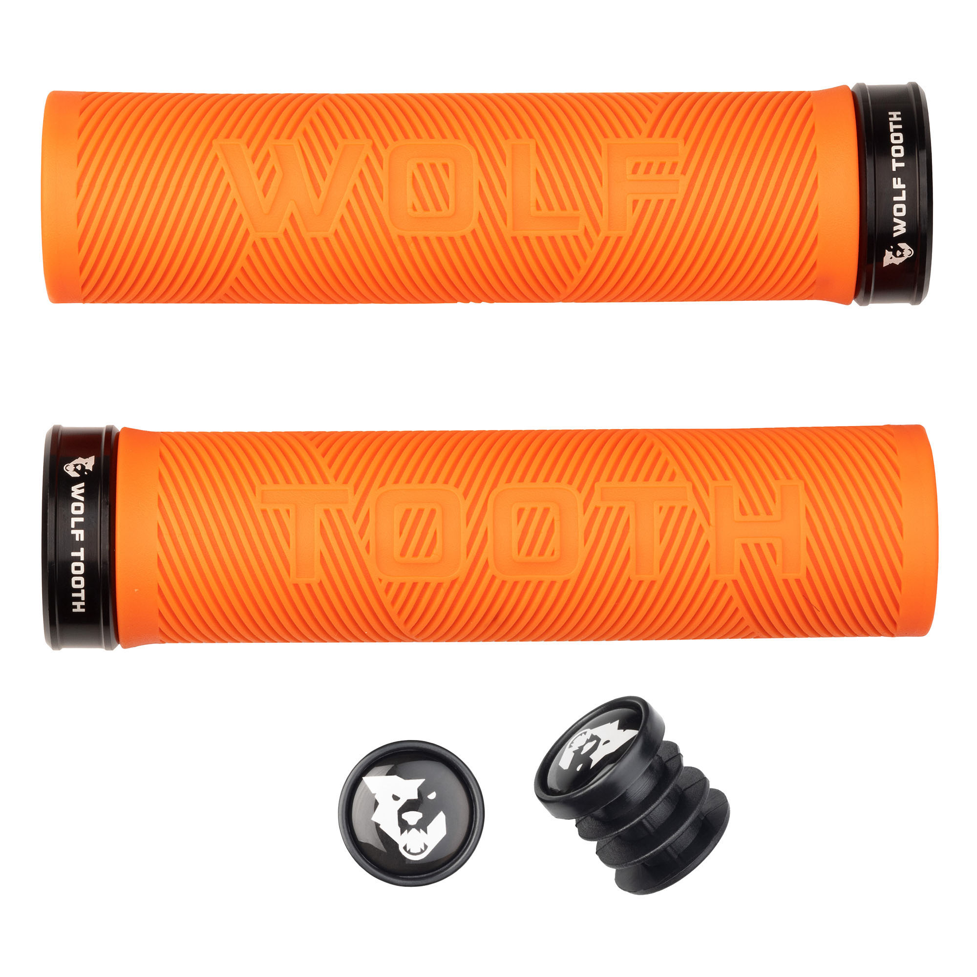 Wolf Tooth Components Echo Lock-On Grip Set, Orange/Black