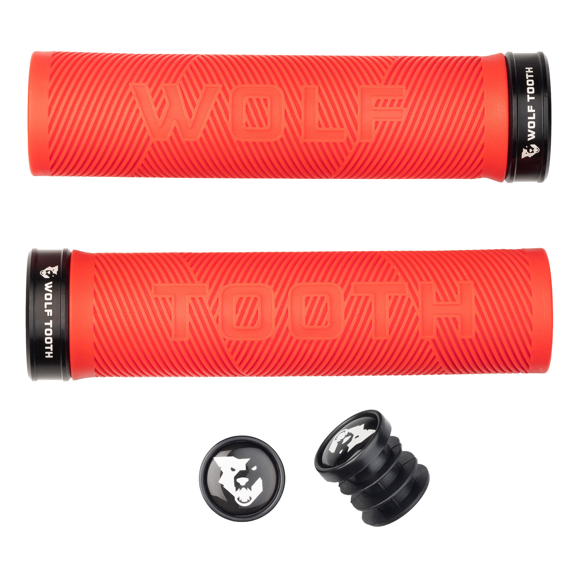 Wolf Tooth Components Echo Lock-On Grip Set, Red/Black