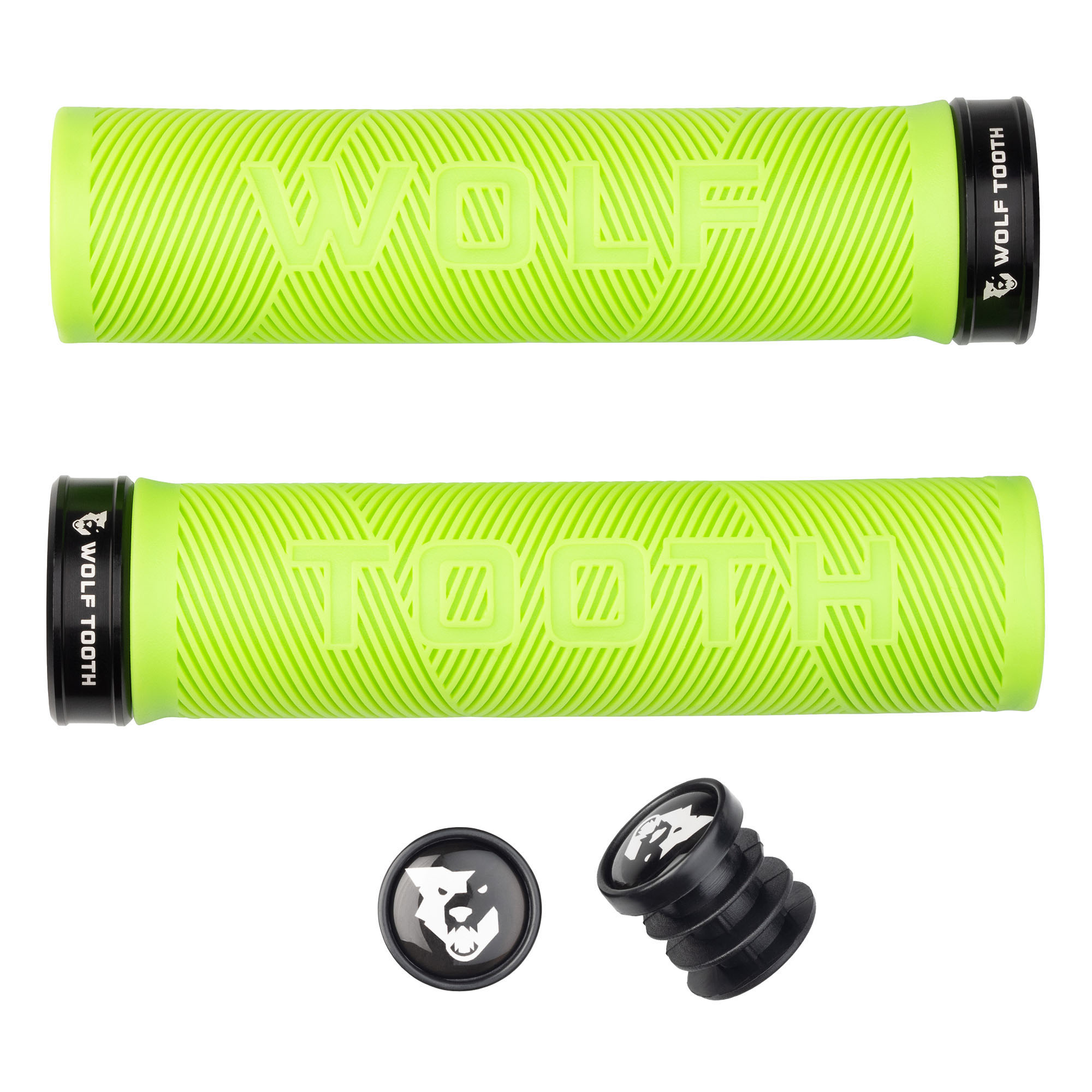 Wolf Tooth Components Echo Lock-On Grip Set, Green/Black