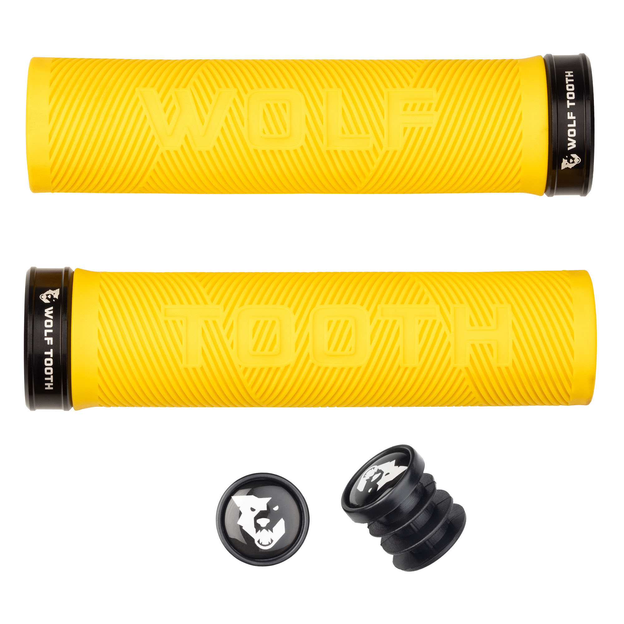 Wolf Tooth Components Echo Lock-On Grip Set, Yellow/Black