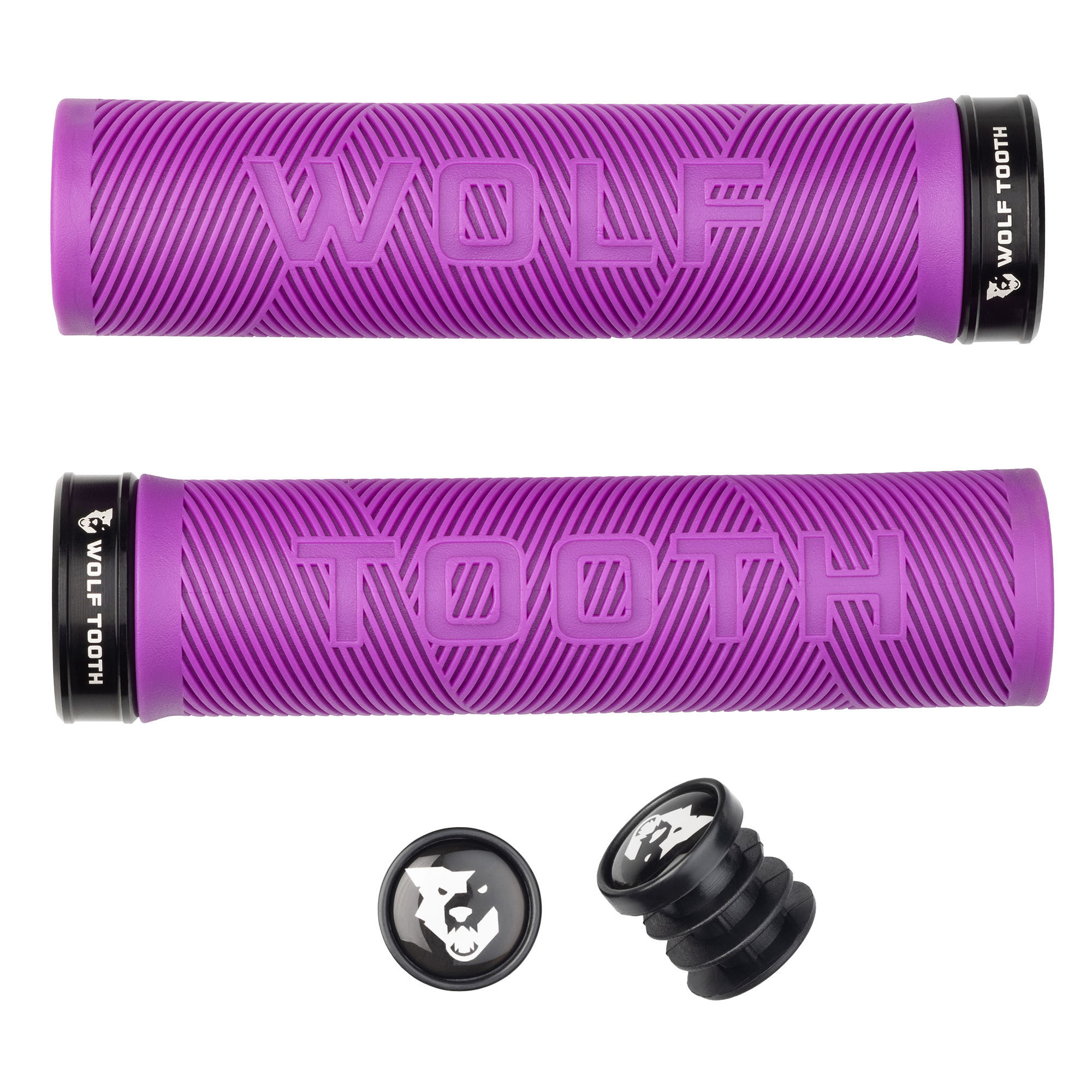 Wolf Tooth Components Echo Lock-On Grip Set, Purple/Black