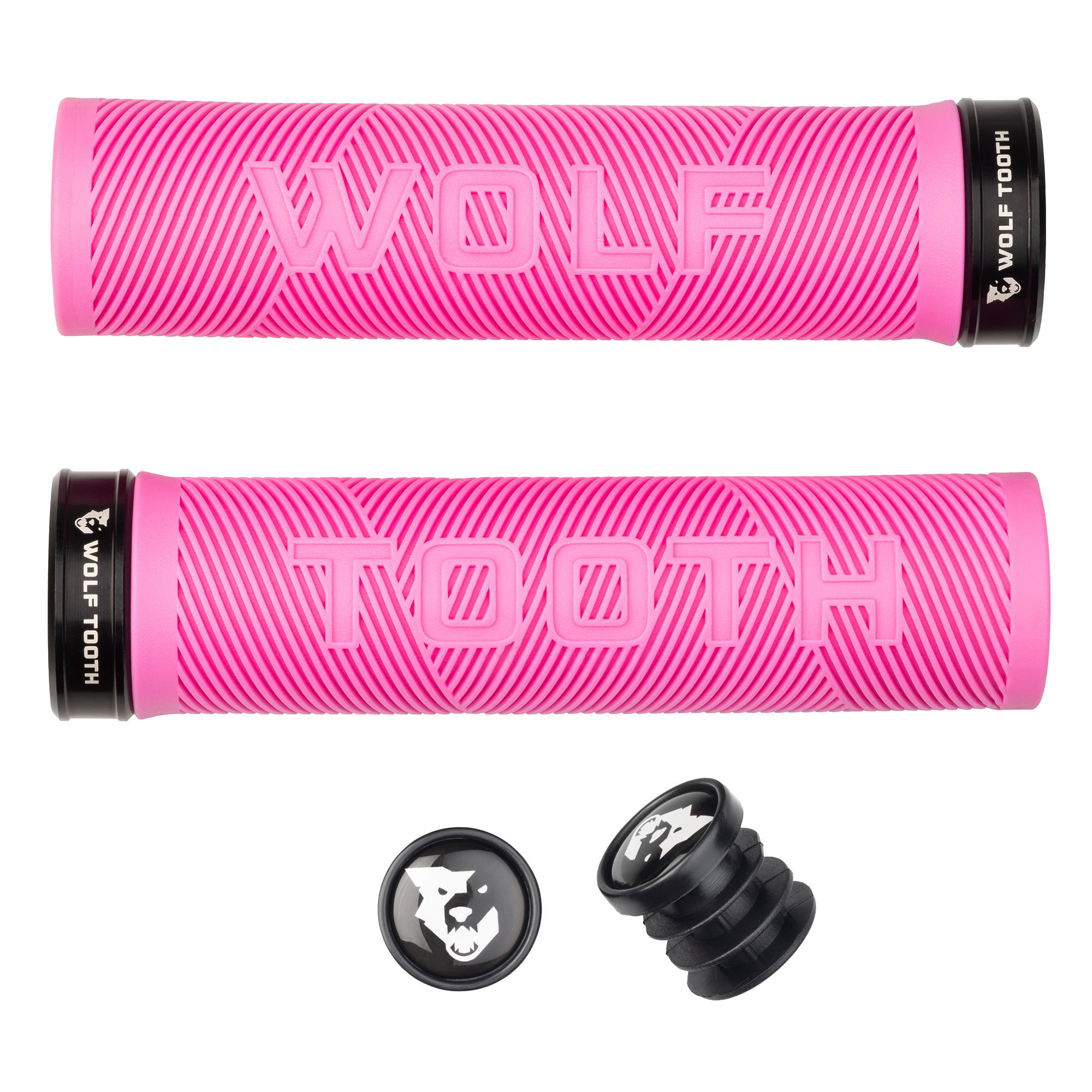 Wolf Tooth Components Echo Lock-On Grip Set, Pink/Black
