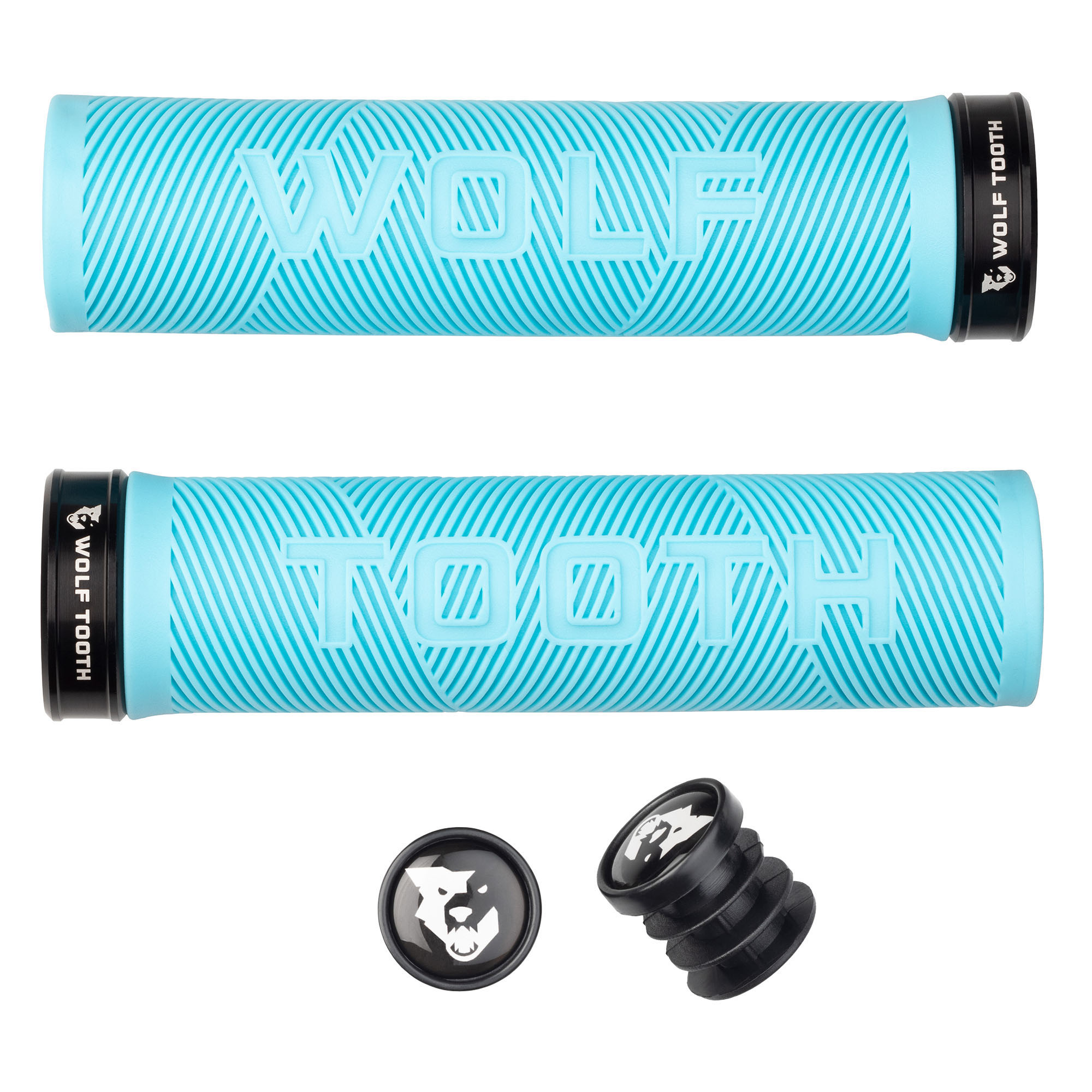Wolf Tooth Components Echo Lock-On Grip Set, Teal/Black