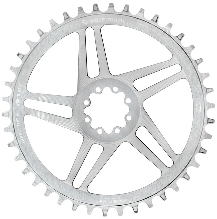 Wolf Tooth Components 8-Bolt Road/Gravel Chainring (Flat Top), 42T, Silver