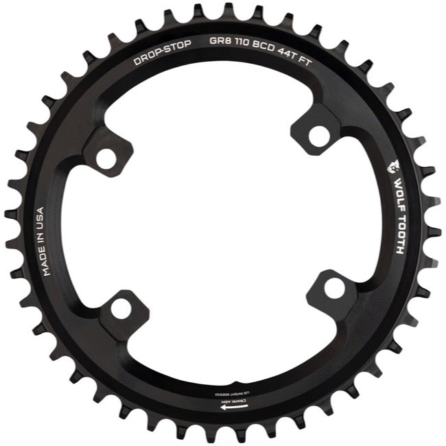 Wolf Tooth Components Shimano GRX Chainring, 110BCD (4-Bolt) 44T, Black