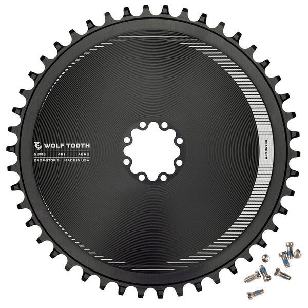 Wolf Tooth Components Aero Chainring, 8-Bolt, Drop-Stop B, 46T, Blk