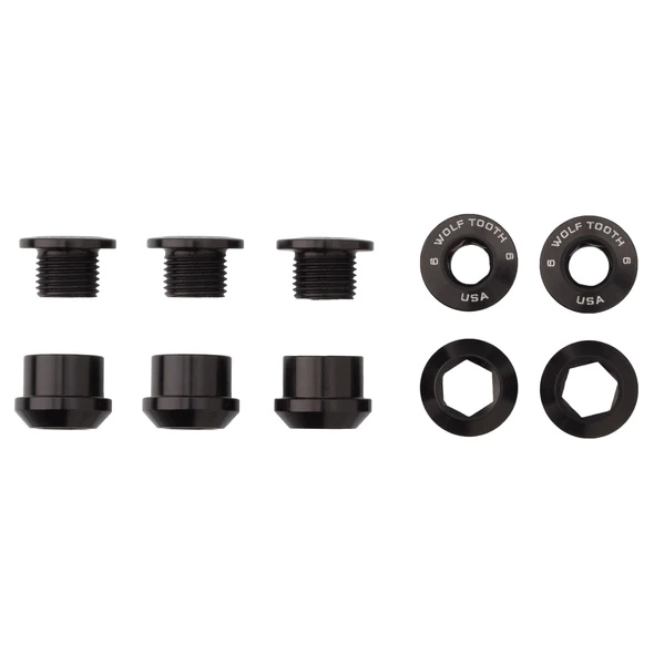 Wolf Tooth Components Single Chainring Bolt/Nut Set, 5pc, Black