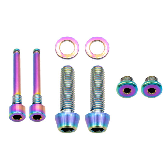 Better Bolts Shimano Brake Ti Bolt Kit, SLX/XT/SAINT, Rainbow