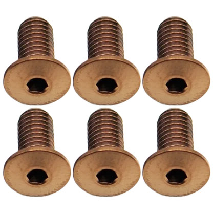 Better Bolts Titanium Water Bottle Cage Bolts,10mm, Copper, 6/Count