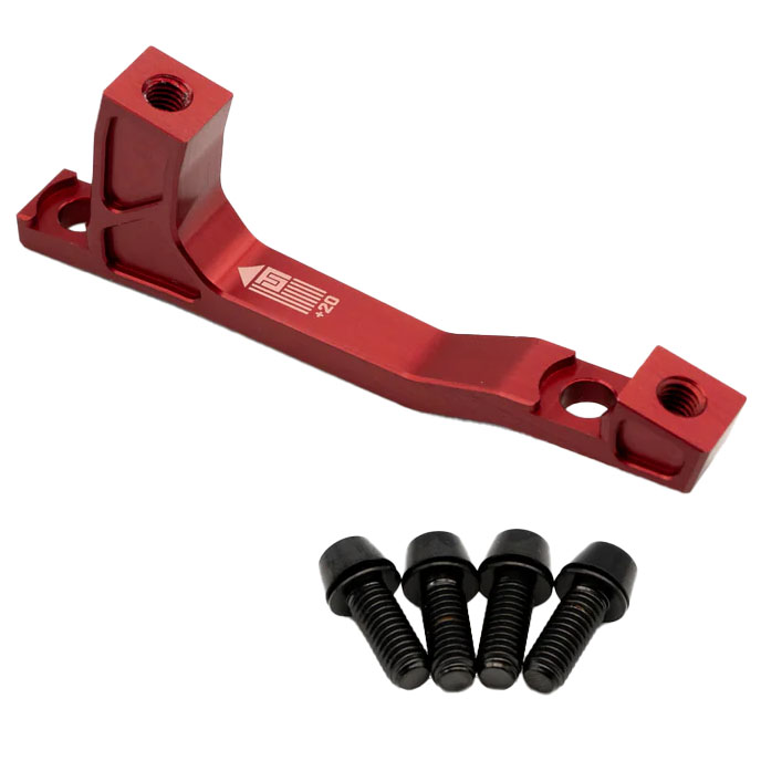 Freedom Coast Post Mount Brake Adapter, 160/180mm,+20, Red