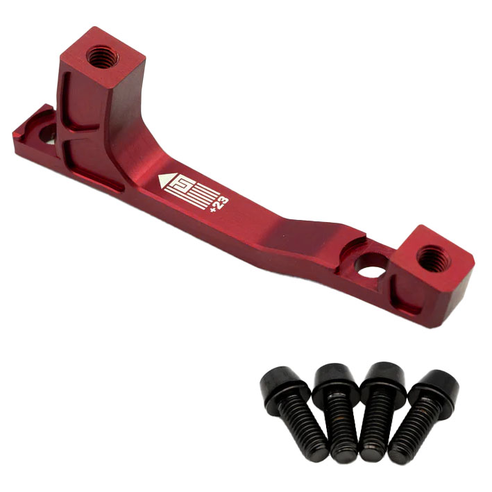 Freedom Coast Post Mount Brake Adapter, 160/180mm,+23, Red