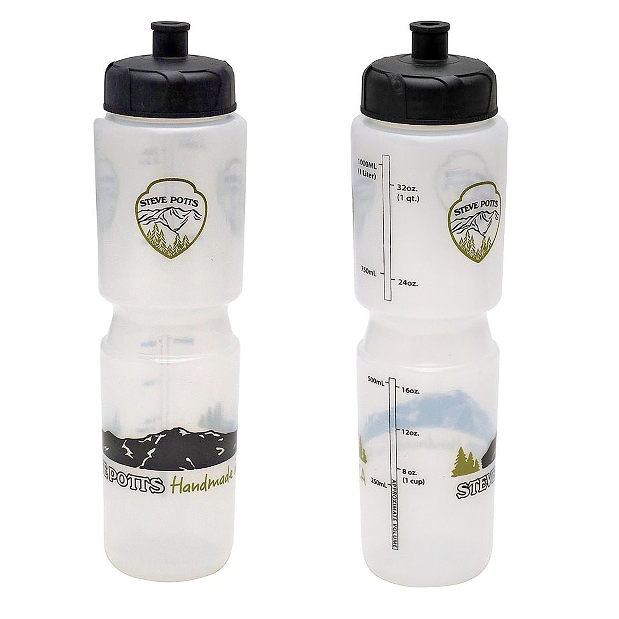 Steve Potts Further Push/Pull Water Bottle, Clear/Black, 36oz