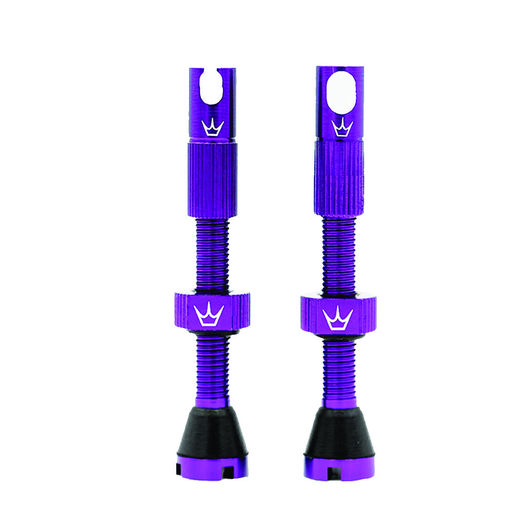 Peaty's Alloy Presta Tubeless Valve Stem, Violet, 42mm, Pair