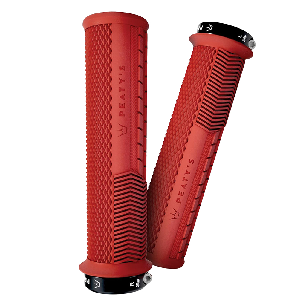 Peaty's Race Control Knurl Thick Lock-On Grips, Pair, Red