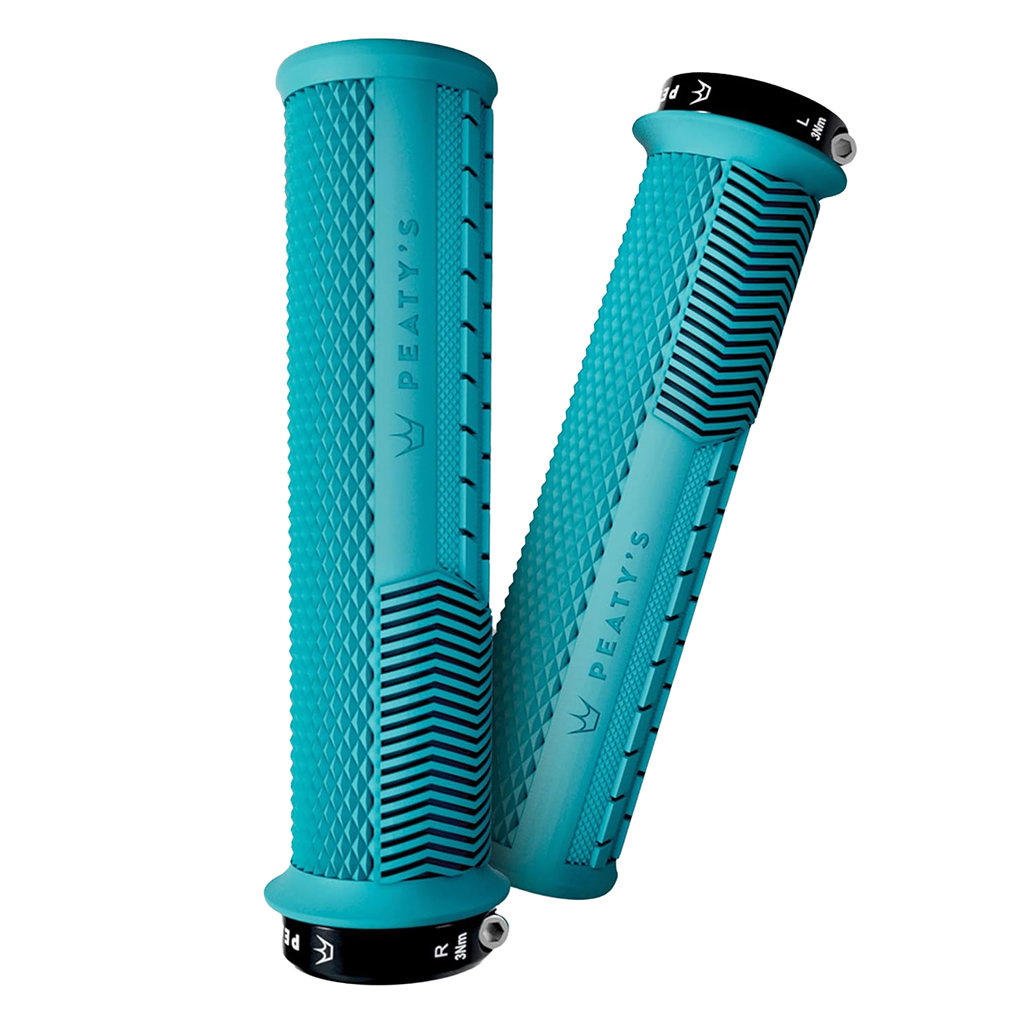 Peaty's Race Control Knurl Thick Lock-On Grips, Pair, Turq