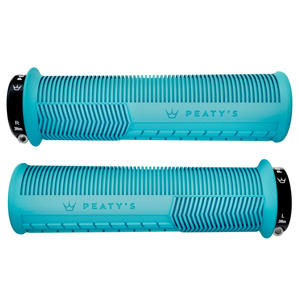 Peaty's Mushroom Thin Lock-On Grips, Pair, Turquoise