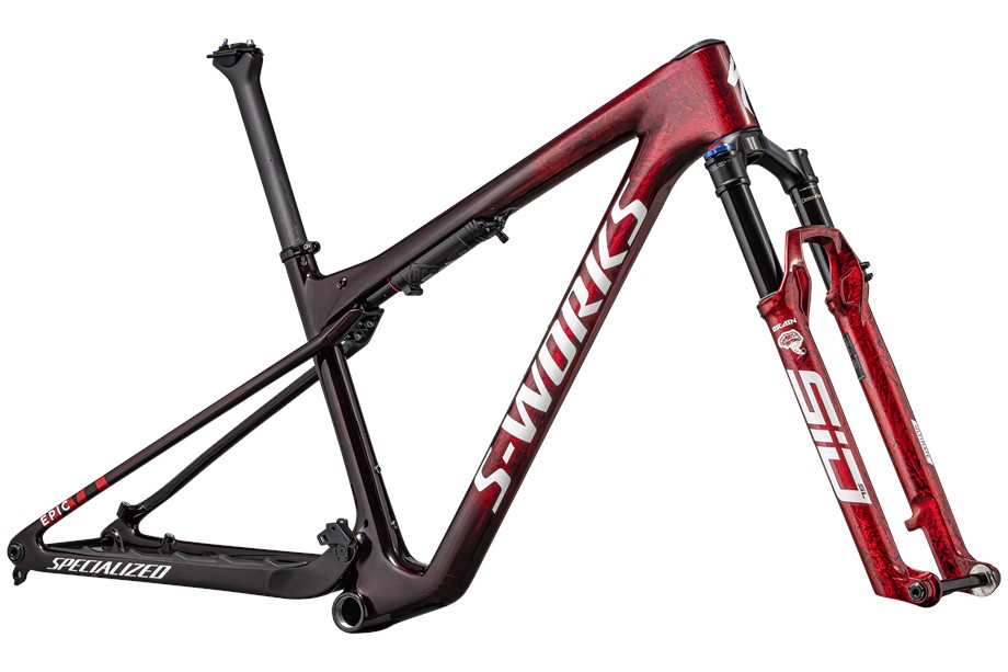 2024 Specialized S-Works Epic World Cup Frameset Gloss Red Tint / Flake Silver Granite / Metallic White Silver - XS