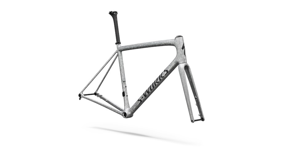 2026 Specialized S-Works Aethos 2 Frameset Gloss Silver Blurred Impasto / Black Pearl - 58
