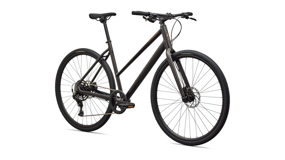 2027 Specialized Sirrus X 2.0 Step-Through Gloss Metallic Obsidian / Burnt Gold Metallic Frost Reflective - XS