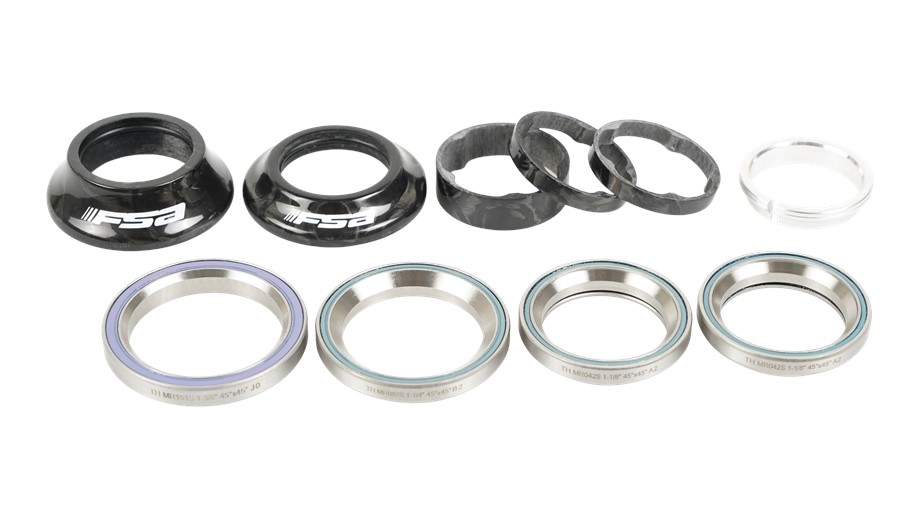 Specialized HDS COMPLETE, ROUBAIX SL4 KIT, 1-1/8" UPPER (45X45 DEG), ALL LOWER BRG SIZES (1-1/8", 1-1/4", 1-3/8" - 45X45 DEG) W/ 10 & 15MM CARBON SPACERS Hds My13 Roubaix Sl4 Sw / Pro / Expert Headset W / 10 & 15mm Carbon Spacers & All Sizes Of Lower Bearings