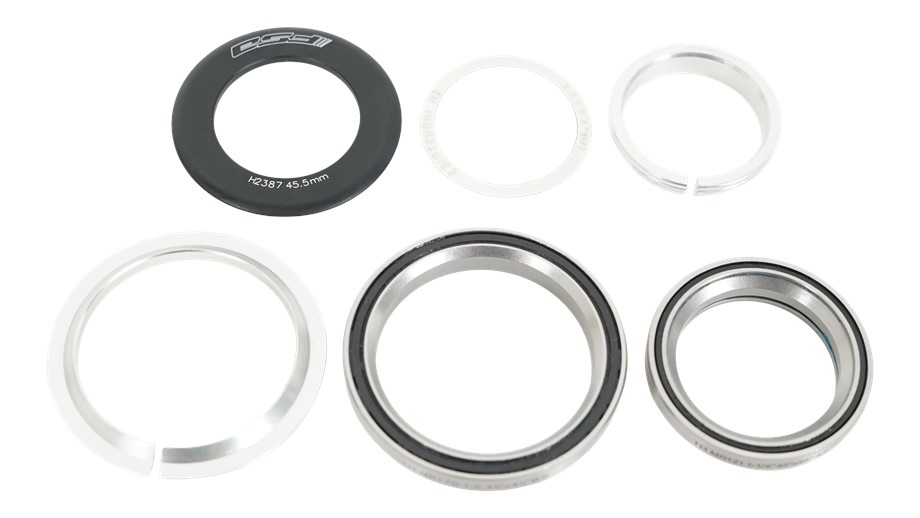Specialized HDS COMPLETE, INTEGRATED, 1-1/8" UPPER / 1.5" LOWER, 45x45 DEG, 46MM TOP COVER (H2387), W/ SPLIT CROWN RACE (NO.42/ACB/S/F/N) Hds No.42 / Acb / S / F / N 46cone Spacer,al Comprs Ring,up1.125 / Low1.5 Crmo 45,al Crown Race,ano Matt Blk