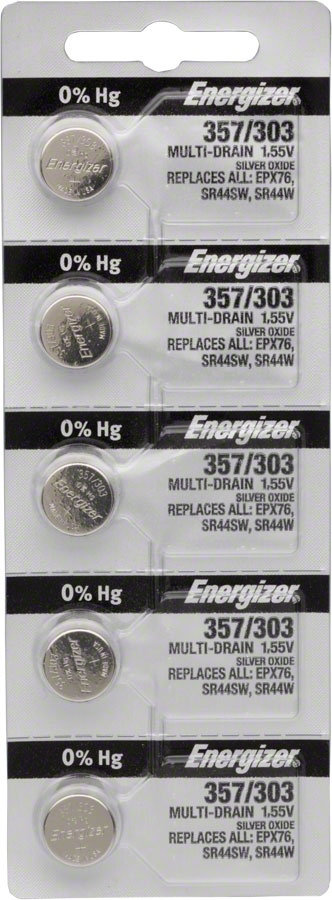 Energizer 357 / 303 Silver Oxide Multi-Drain Battery 1.55v: Card of 5