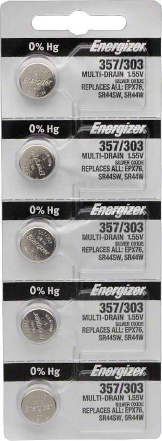 Energizer 357 / 303 Silver Oxide Multi-Drain Battery 1.55v: Card of 5






