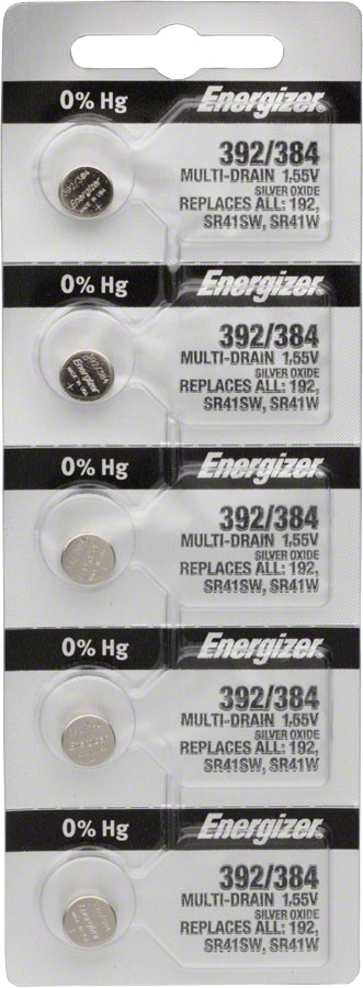 Energizer 392 / 384 Silver Oxide Multi-Drain Battery 1.55v: Card of 5






