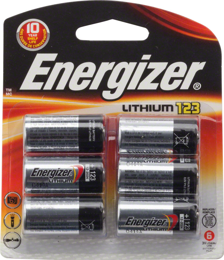 Energizer CR123 Lithium Cell, Blister pack of 6