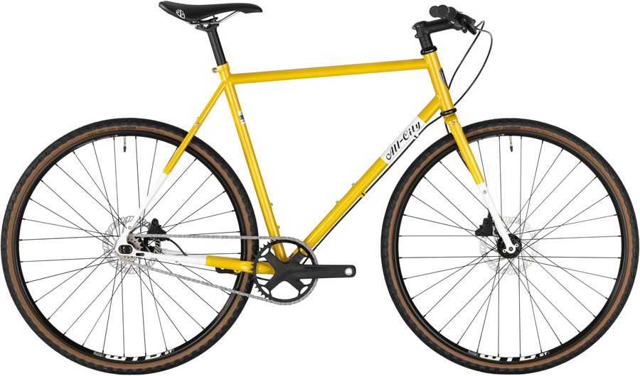 All-City Super Professional Flat Bar Single Speed Bike - 700c, Steel, Lemon Dab, 46cm 
