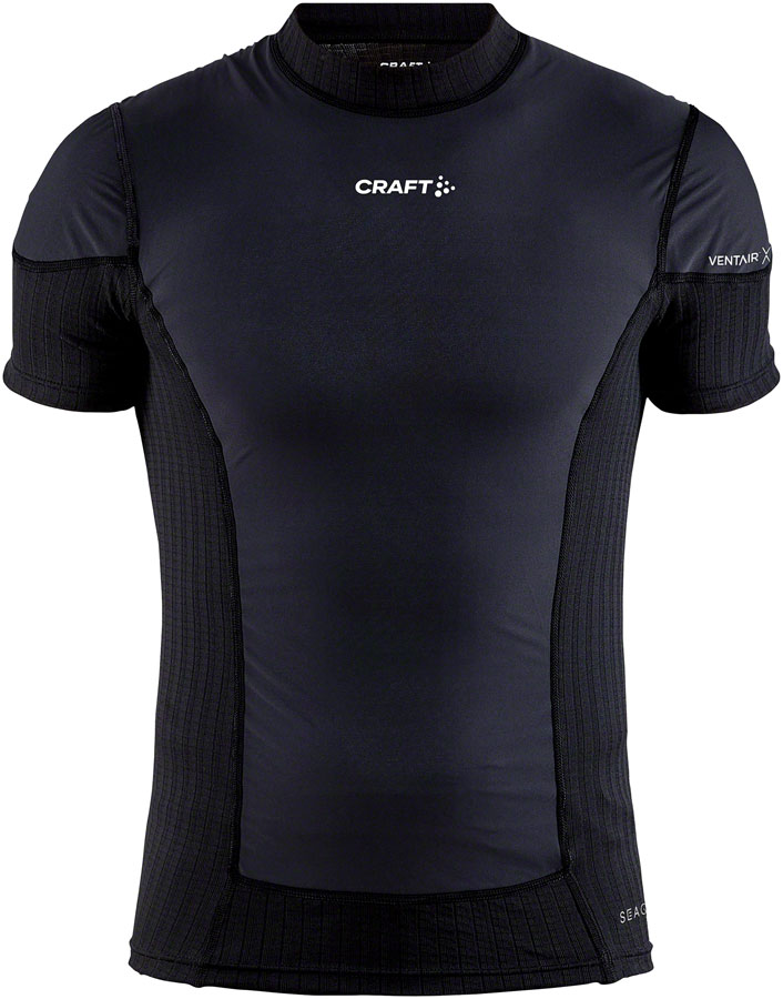 Craft Active Extreme X Wind Base Layer Shirt - Short Sleeve, Black/Granite, Men's, X-Large






