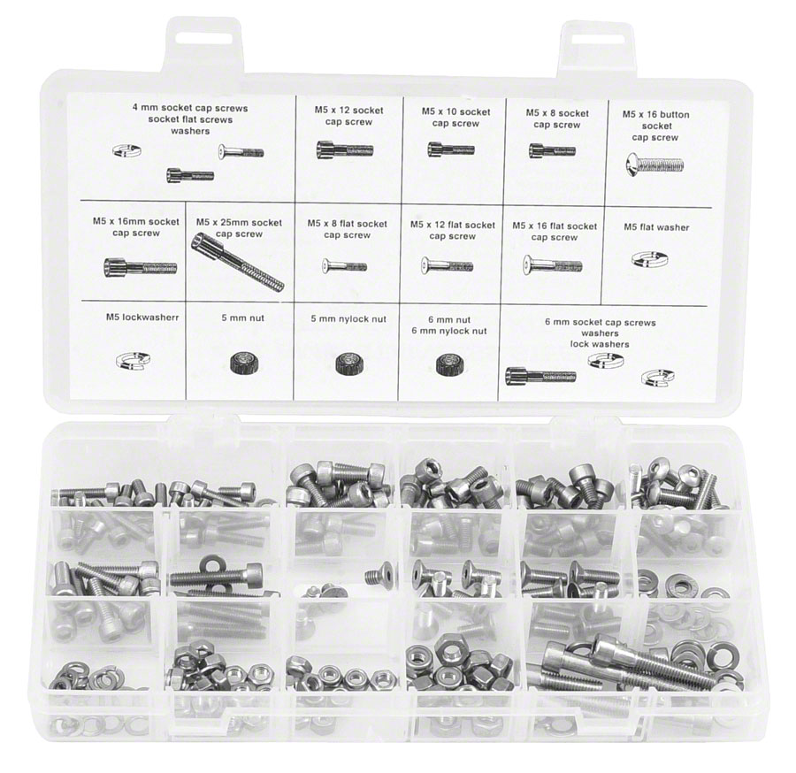 Wheels Manufacturing 4,5,6mm Fastener Kit - 218 Pieces of Stainless Steel Bolts, Nuts, Washers






