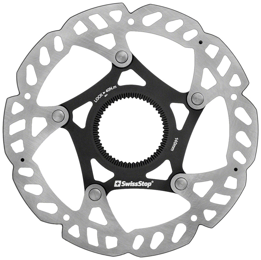 SwissStop Catalyst Pro Disc Rotor - 140mm, CenterLock, Silver/Black 