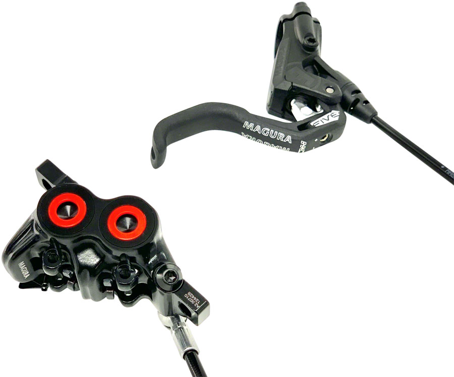 Magura MT5 HC Disc Brake and Lever - Front or Rear, Hydraulic, Post Mount, Black/Neon Red 