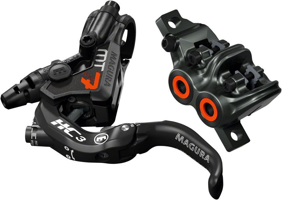 Magura MT7 HC3 Disc Brake and Lever - Front or Rear, Hydraulic, Post Mount, Black/Orange 